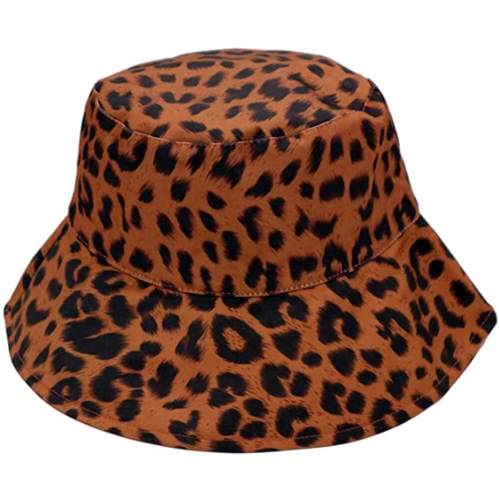 Leopard print Bucket hat, Summer hat Travel, Revisable packable hat NWT